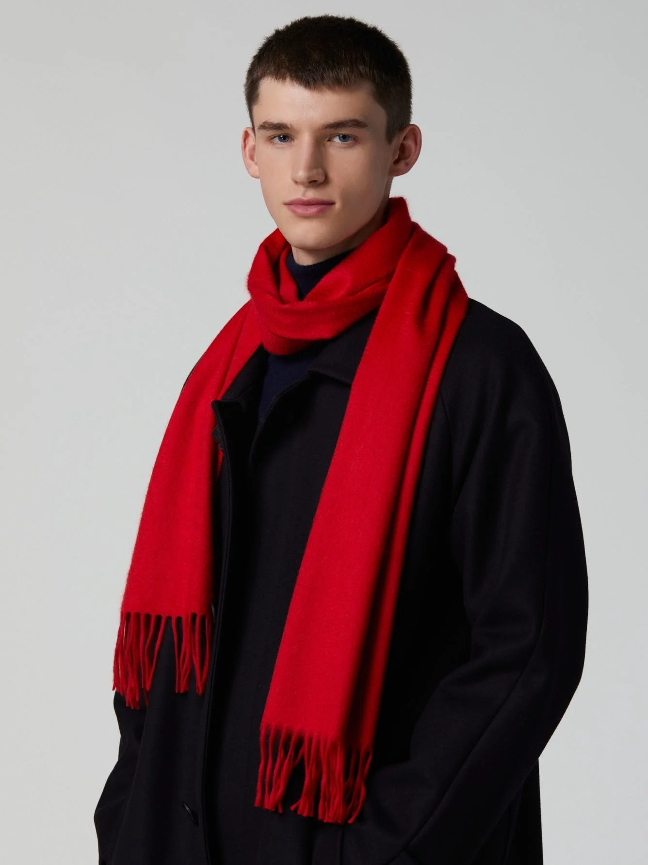 Men's scarf-Fancy Scarf-Check Scarf-Evening Scarves for men-scarf-plaid (Solid Cashmere Feel Unisex Scarf - Navy)