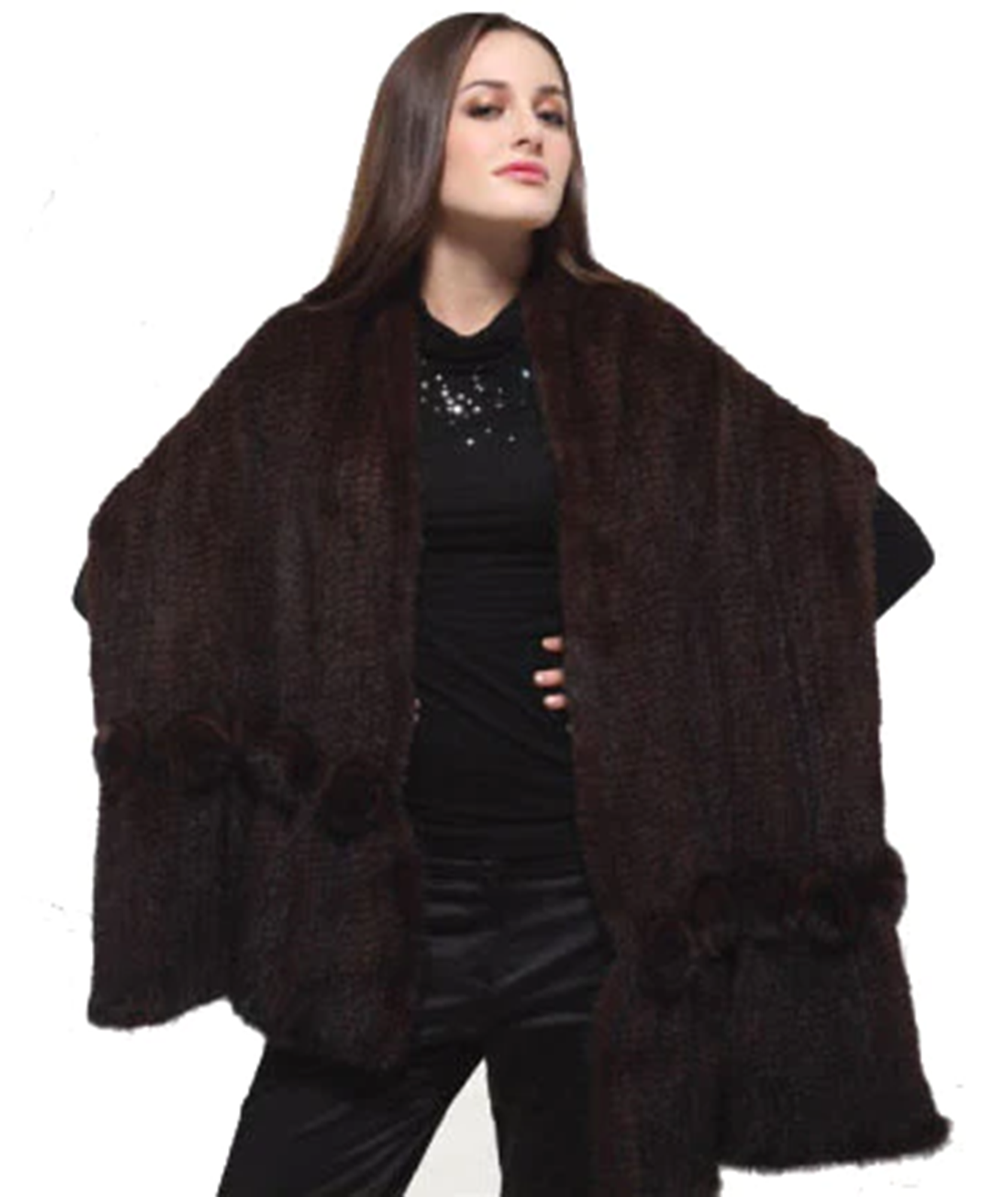 Mink stole-Mink (Knitted Mink wrap with Ruffles n Roses)