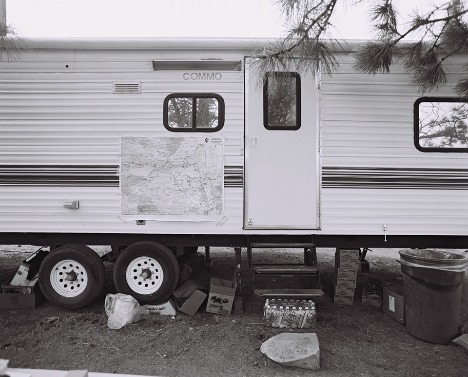 The communications trailer - the hub for all live information for coordinating crews in the field.