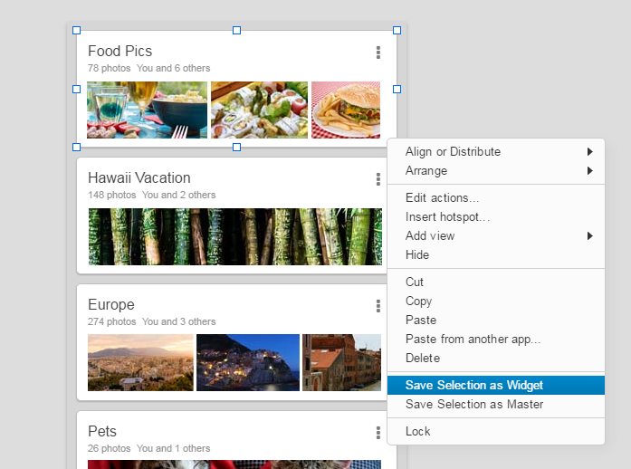 Saving interactive widgets and Masters is a great way to speed the prototyping process