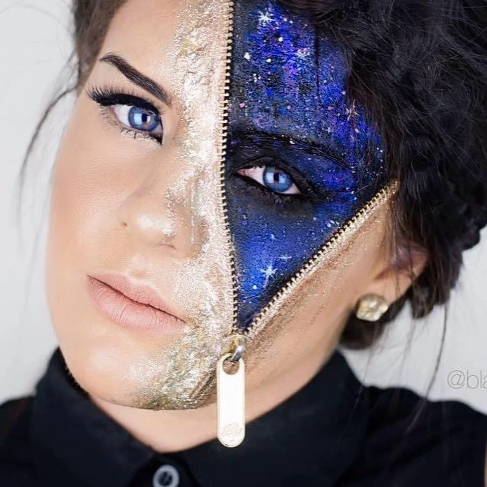 Sharing more creative work 🌌 I love anything night or galaxy! So fun #galaxy #galaxymakeup #filmmakeupartist #makeafancyface #goldcoastmakeupartist #brisbanemakeupartist #australianmakeupartist #creativemakeup #fantasymakeup #avantgarde #avantgardem