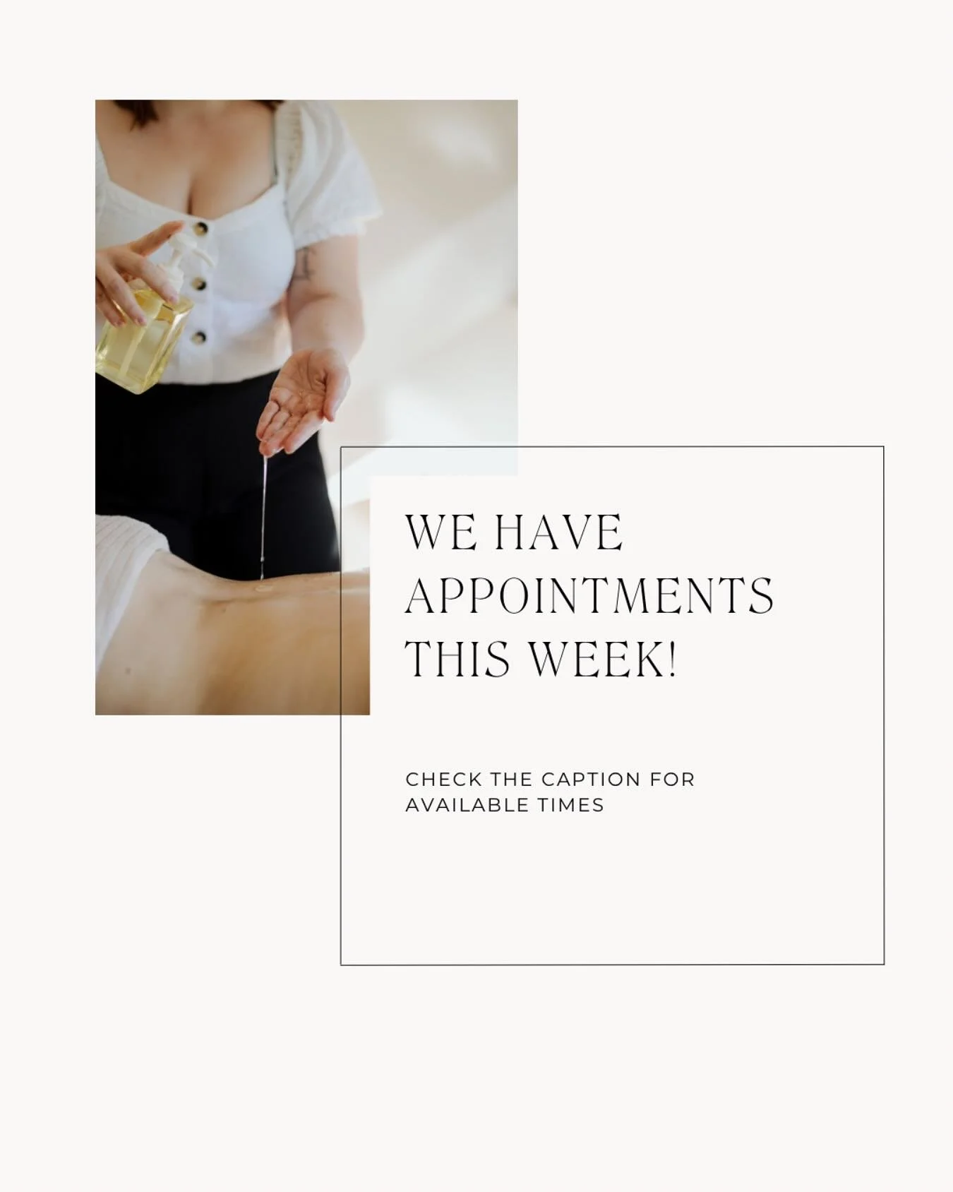 We have a few therapists open up some days so we could accommodate our clients, see availability&rsquo;s below 👇

Tuesday 12th
Michelle - 9am, 10am &amp; 11:10am 

Wednesday 13th
Emma - 2:20pm

Thursdays 14th - join our wait list 

Friday 15th
Penny
