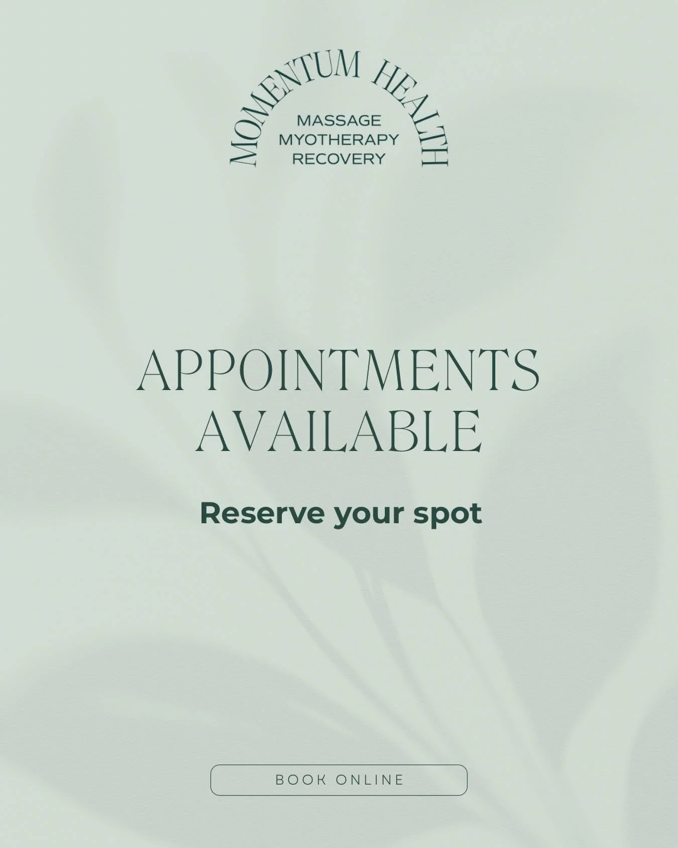 We have some great availability this week! 
-
Check it out below 👇 
-

Monday 9th 
Rachel: 11am - 45min
Emma: 12:50pm - up to 90mins available 

Tuesday 10th
Michelle: 9am &amp; 10am - 60mins
Aidan: 5pm - 60mins

Wednesday 11th
Michelle: 9am &amp; 1