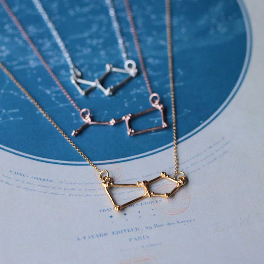Lovely delicate constellation necklaces in sterling silver, rose gold vermeil and yellow gold vermeil.