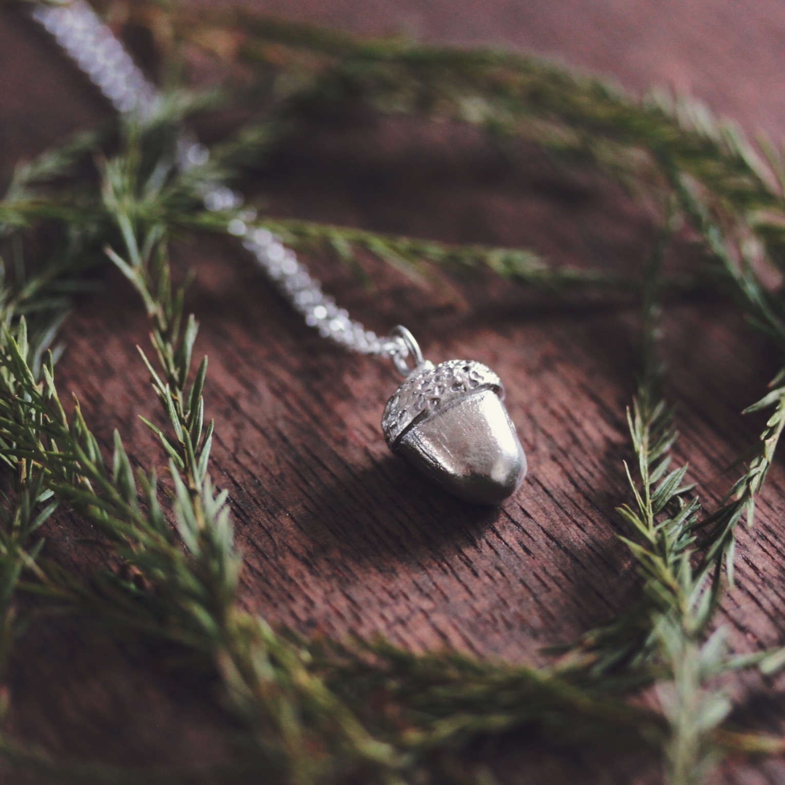 A little woodland faffing with our acorn necklace.