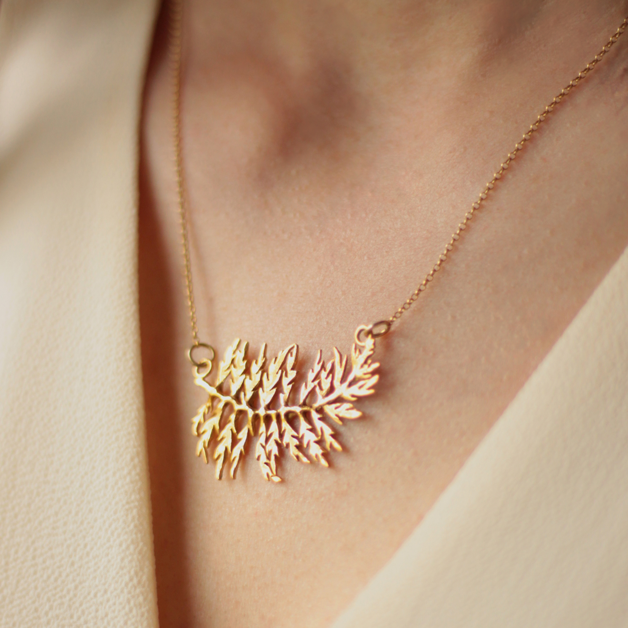 gold fern necklace