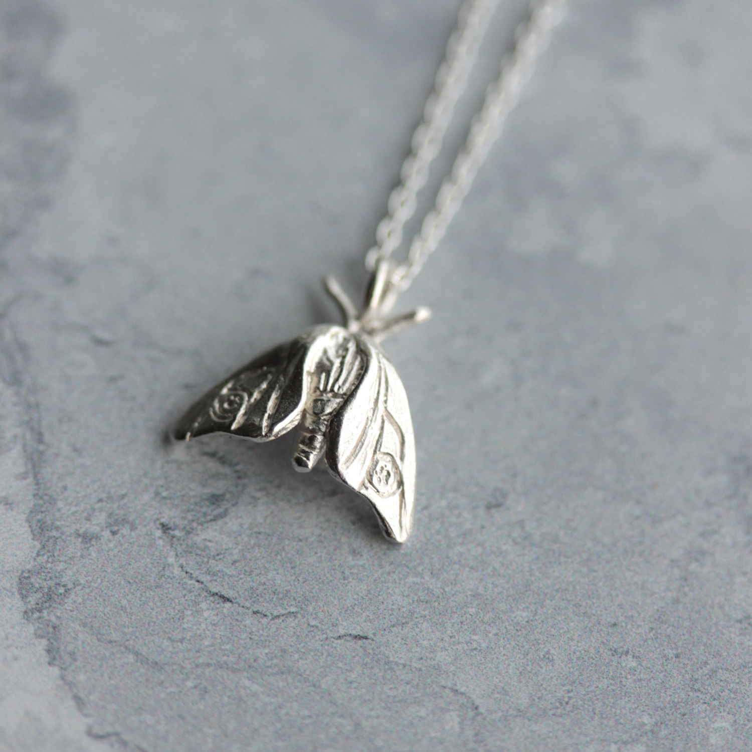 silver moth necklace