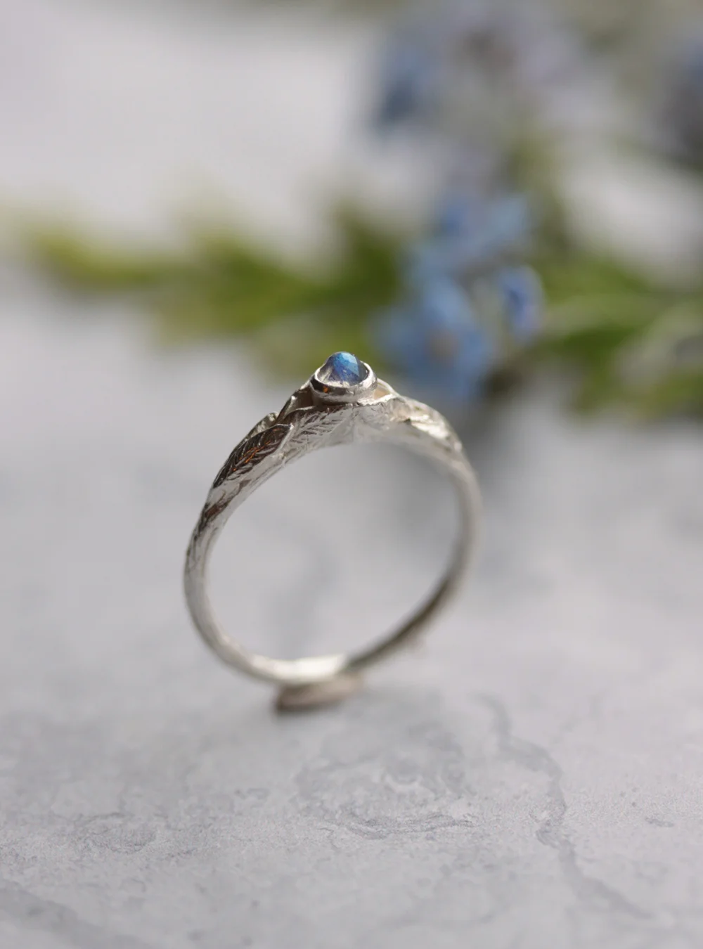 Labradorite twig ring