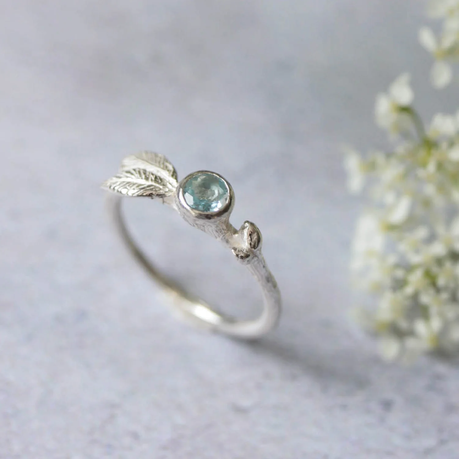 aquamarine twig ring