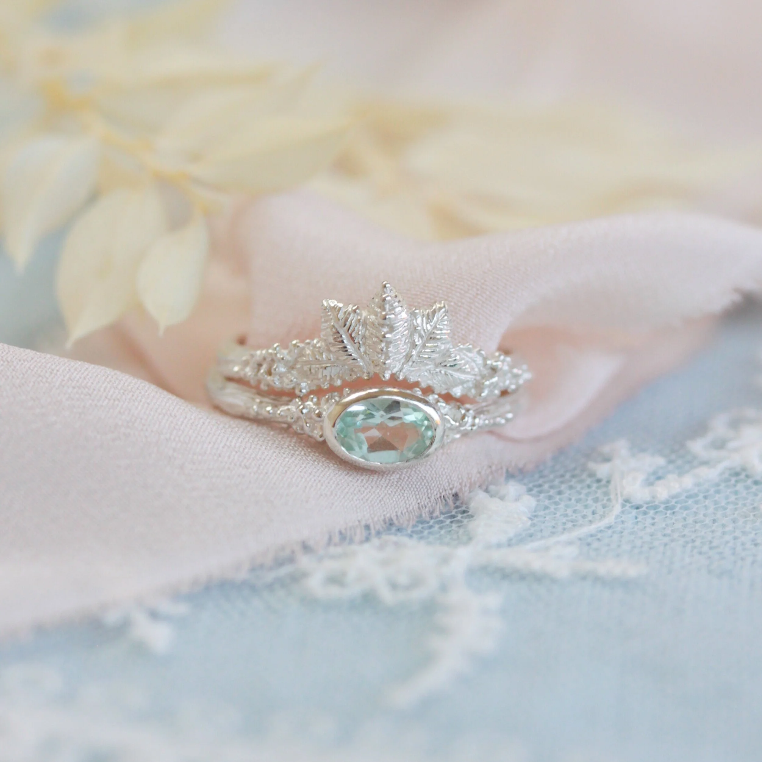 Silver beryl ring
