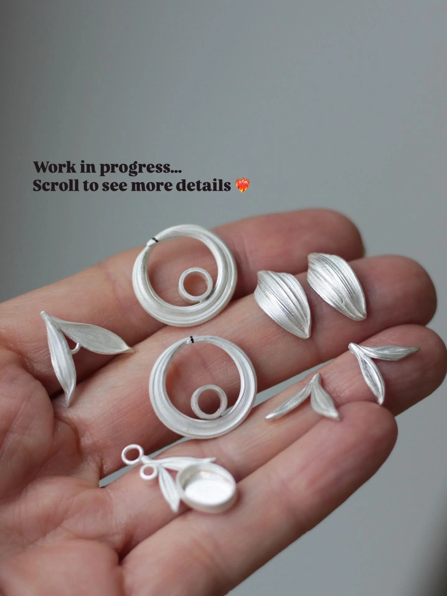 Work in progress. I previously shared some of the Mitsuro waxes I&rsquo;d made, and I am happy with how they&rsquo;ve cast into silver. The textures are so lovely! I&rsquo;m enjoying working in silver- it&rsquo;s a beautiful material. Thanks for your