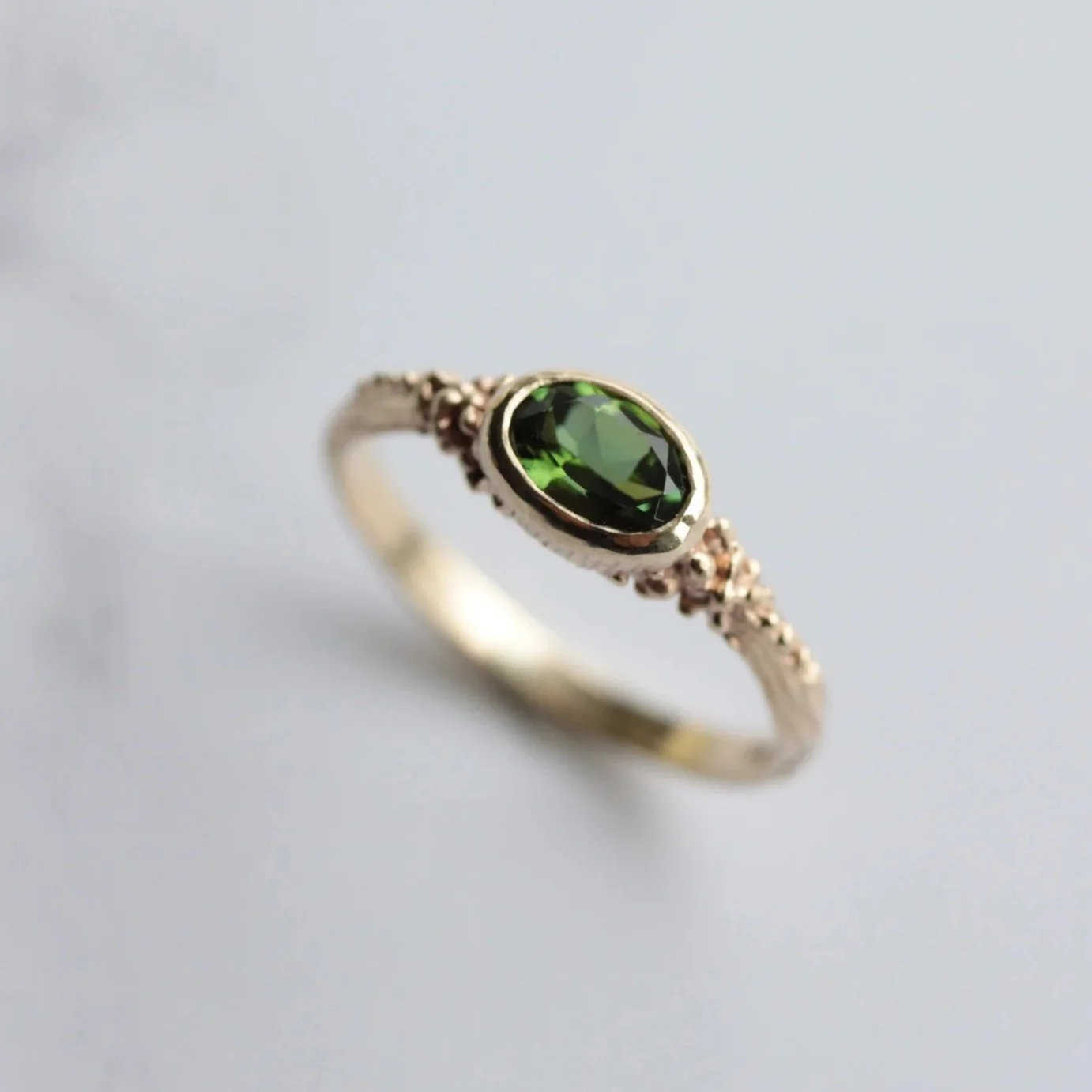 Elder green tourmaline gold ring