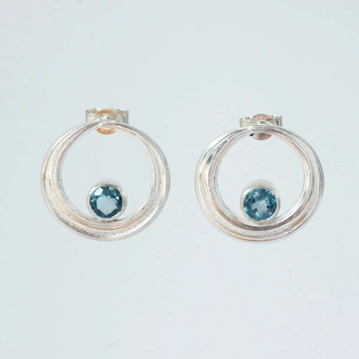 textured circle silver studs