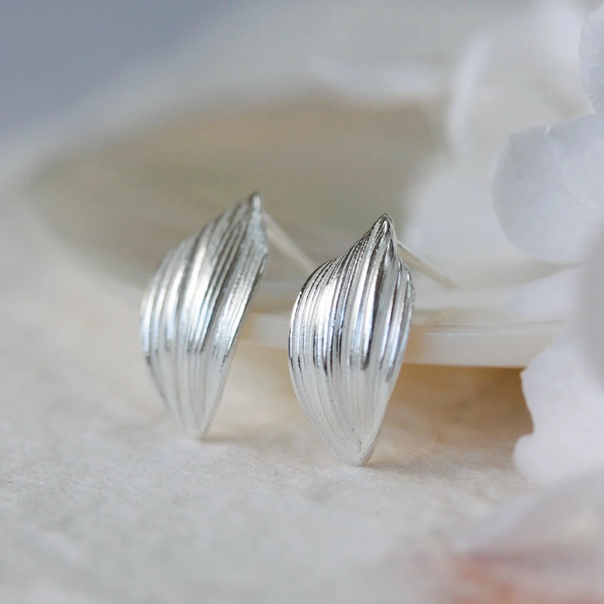 silver petal studs