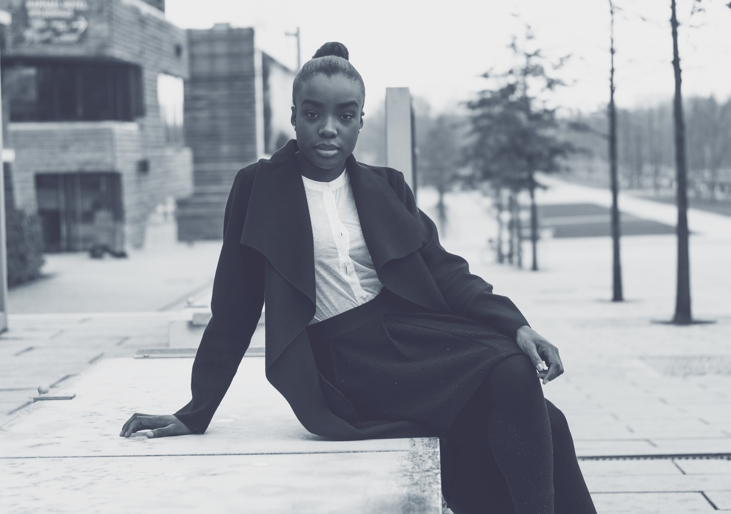 In basic B+W, this woman is anything but.