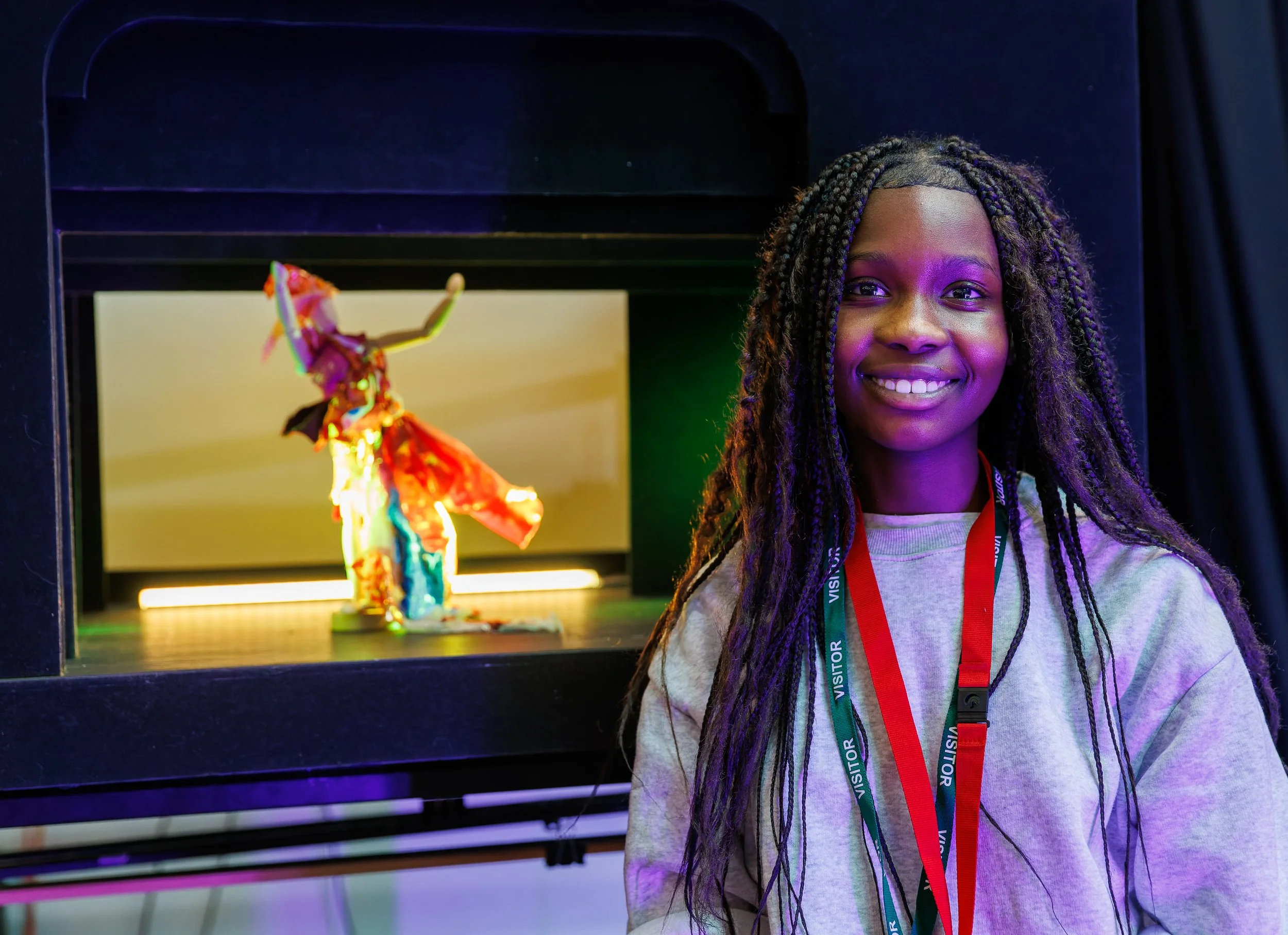 Student with their costume & lighting design at the Royal Ballet & Opera House Masterclass. Hotel Elephant Art & Design Saturday Club 2025_26. © National Saturday Club & ROH.jpg
