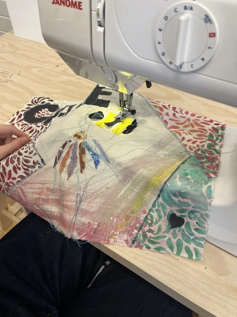 Student work with print & applique. Hotel Elephant Art & Design Saturday Club 2025_26. © Hotel Elephant.jpeg