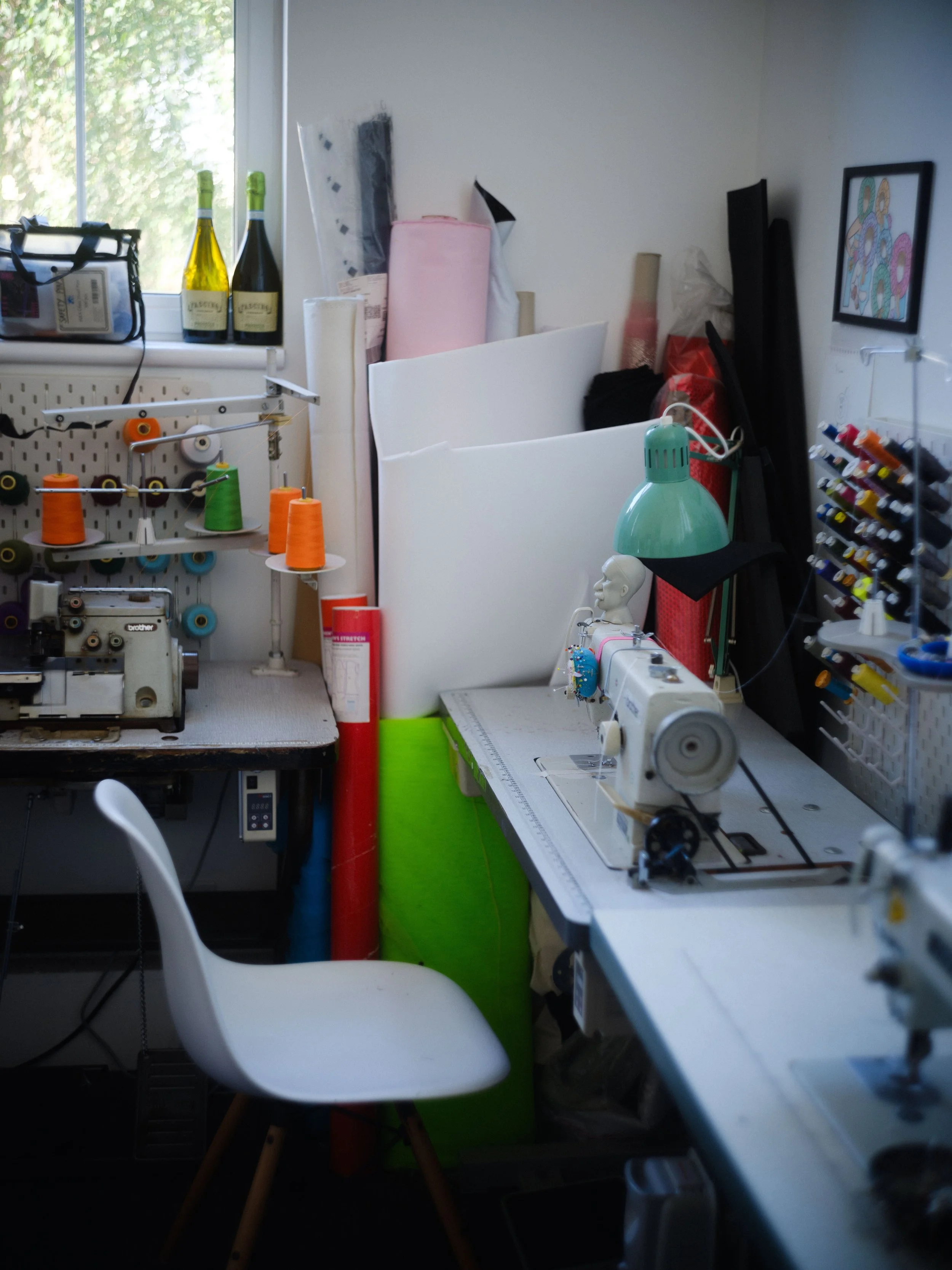 Sewing machine workstation in Sienna Haye's Elephant & Castle studio.