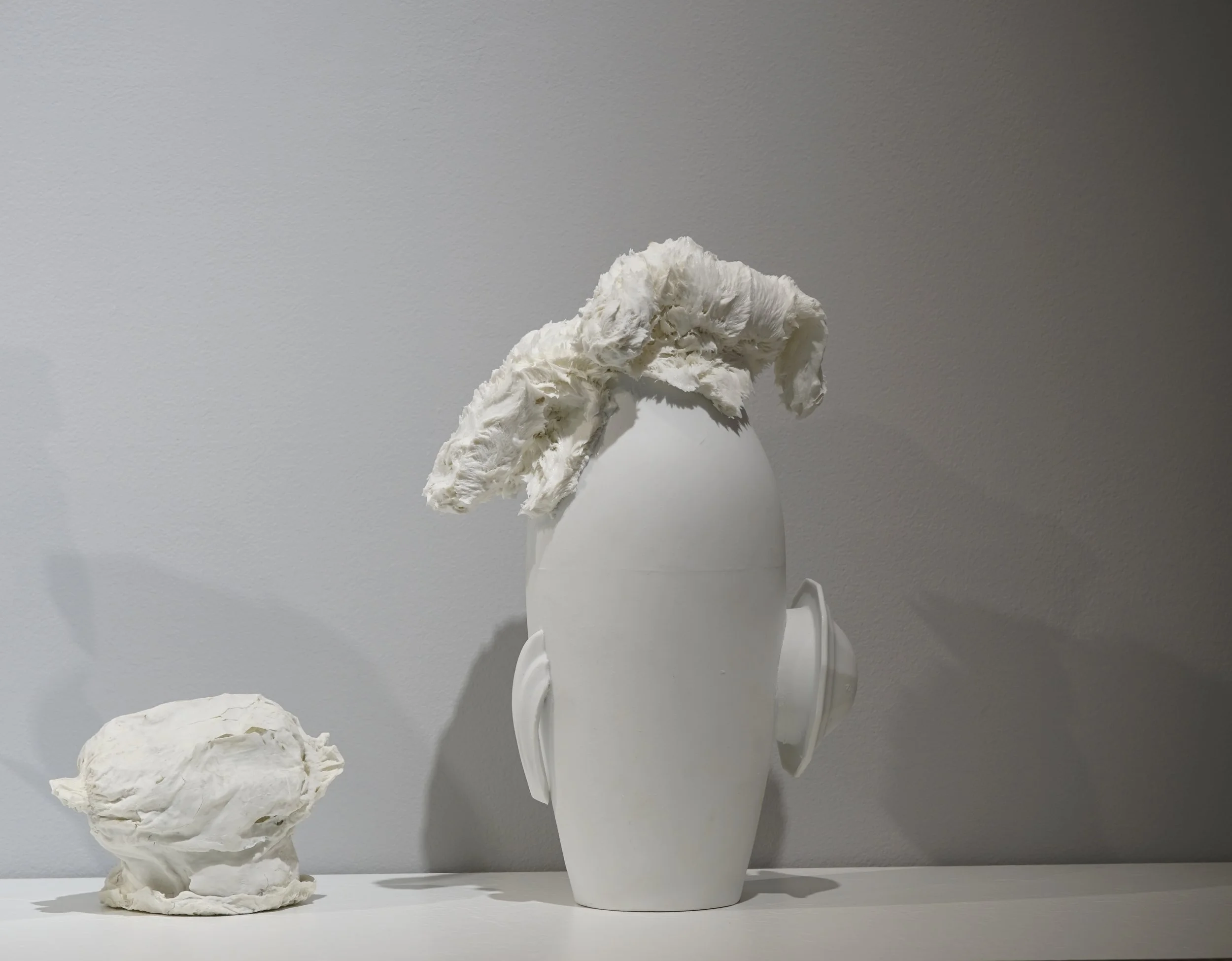 Corks and diapers (detail) , 2016, porcelain, variable dimension / Vase ♯5, 32cm x 20cm Φ