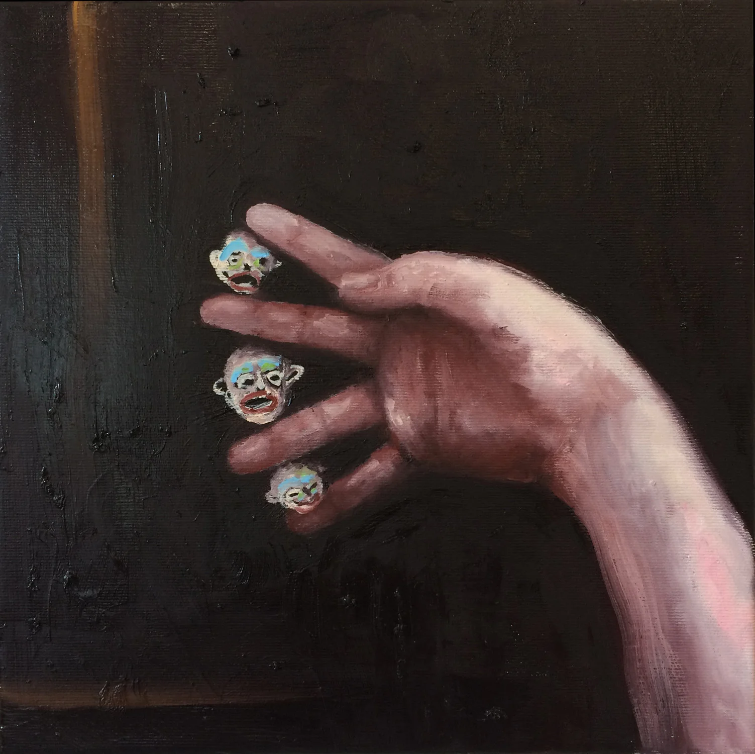 Mellan mina fingrar , 2016, oil on canvas, 30 x 30 cm