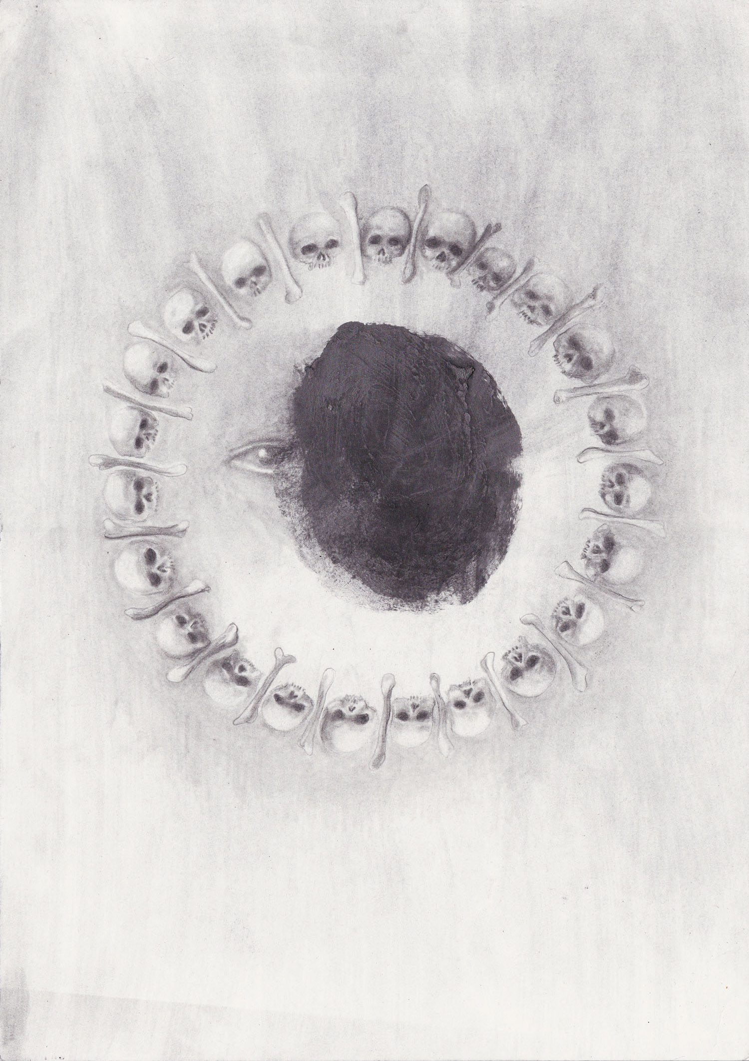 Blindfläck (Blindspot) , 2016, graphite and oil pastel on paper, 42 x 29.7 cm