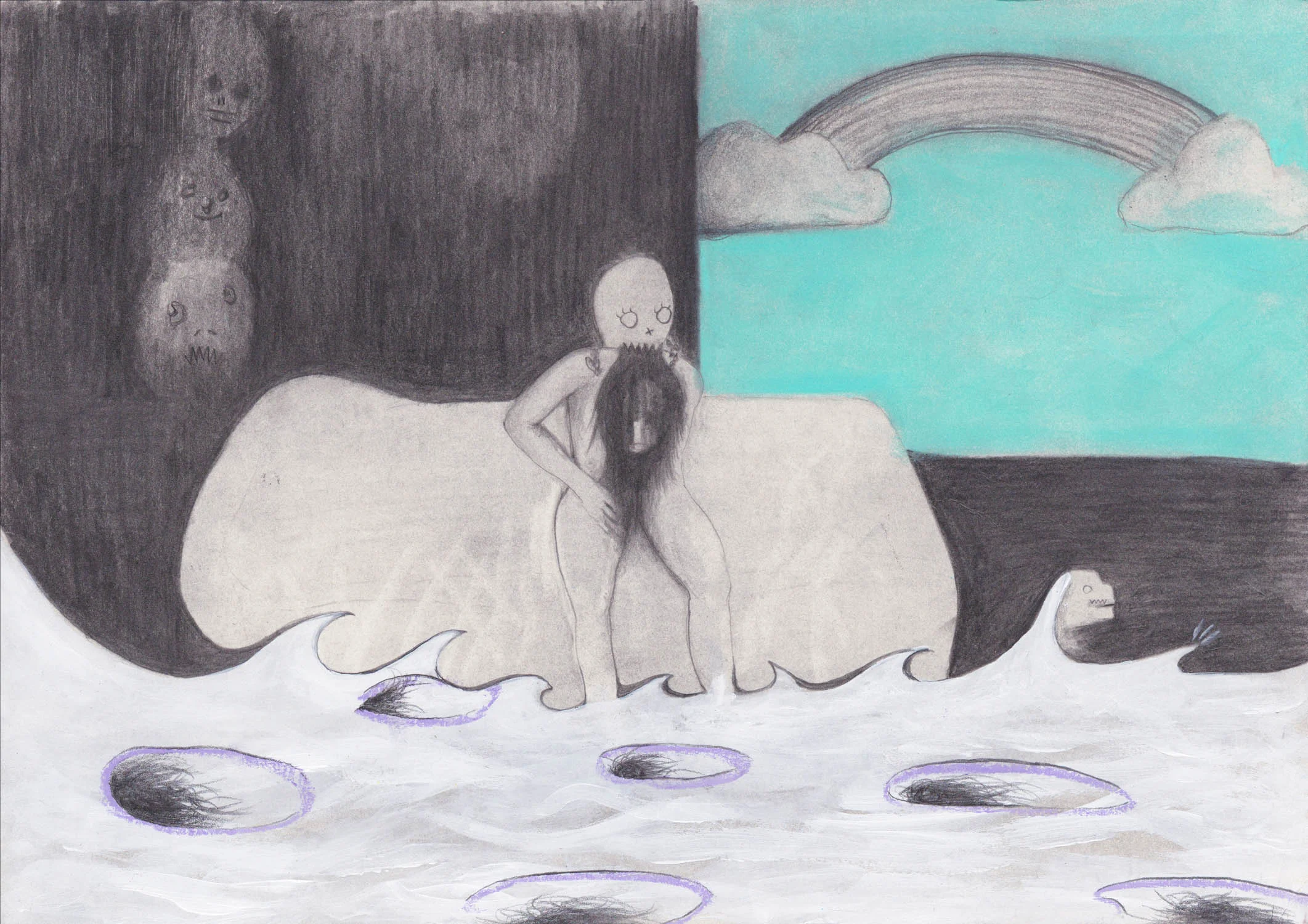 Dreamscape , 2017, graphite and oil pastel on paper, 29.7 x 42 cm