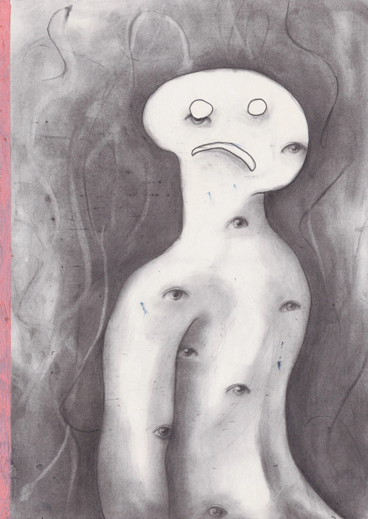Looking through , 2016, graphite and oil pastel on paper, 42 x 29.7 cm
