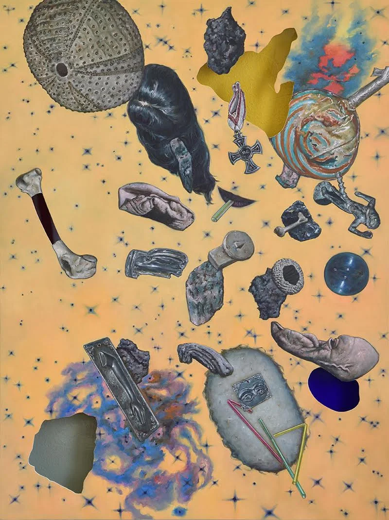 Collection and Rejection , 2017, oil on panel, glass, 80 x 60 cm