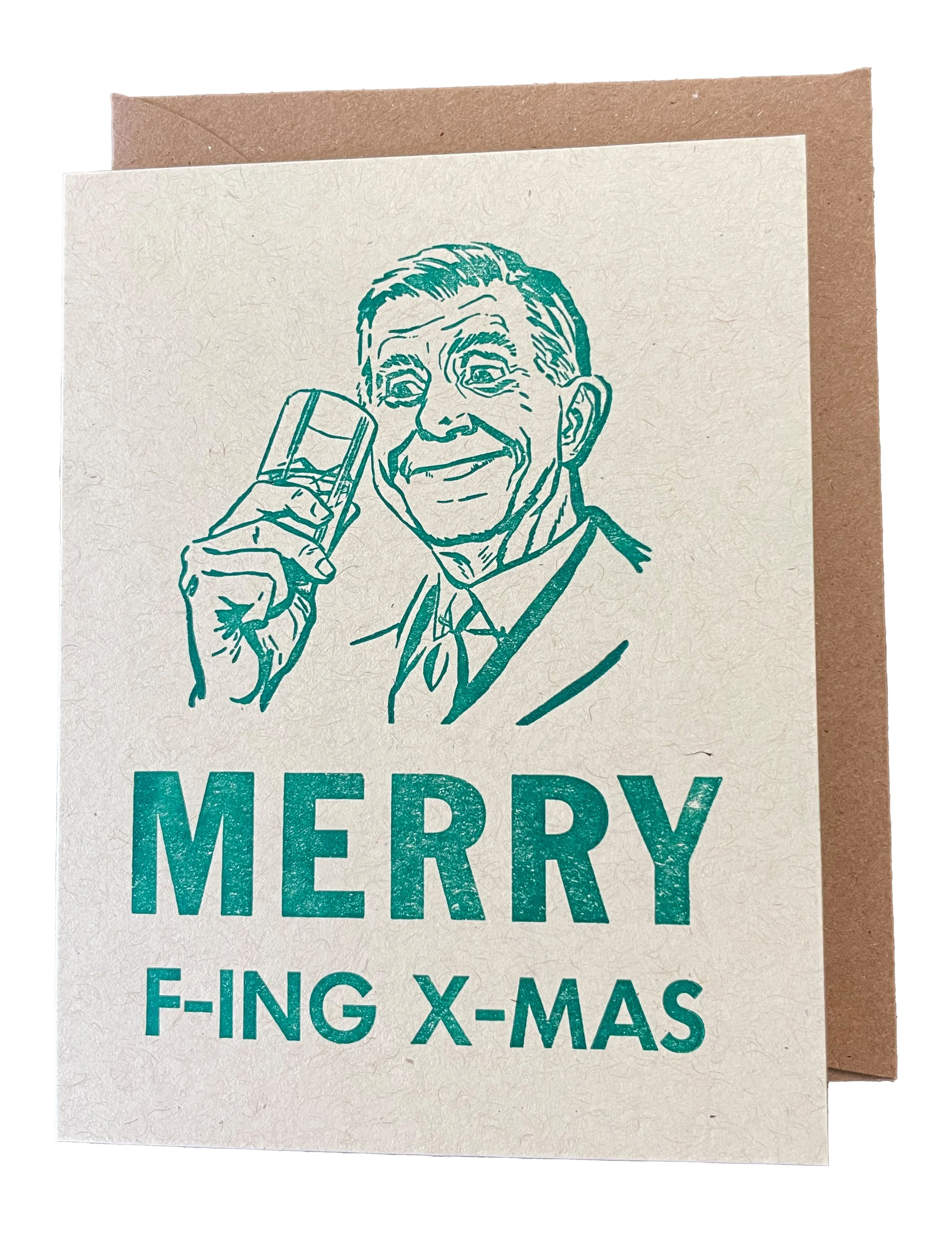 Merry F-ing X-mas Letterpress Greeting Card