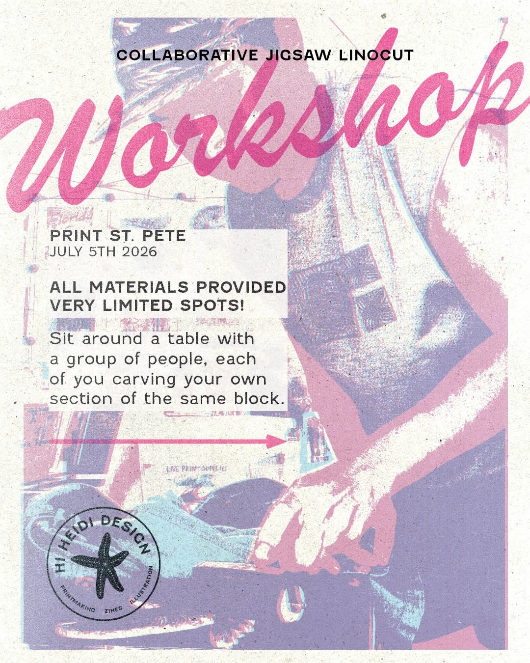 Collaborative Jigsaw Block Printing with Heidi Hicks - Sunday, July 5th
