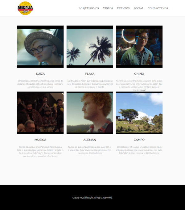 MedallaLight.com Lo Que Somos Videos Section