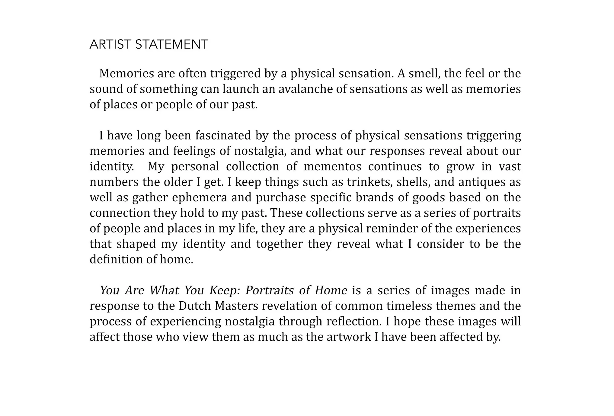 Artist Statement