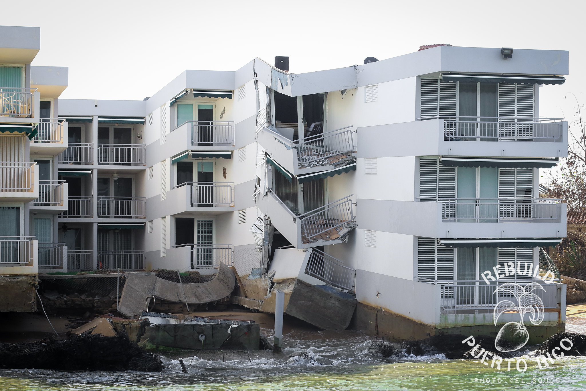 Concrete buildings collapsed as if an earthquake had shook the island. // Photo by Anthony Dooley