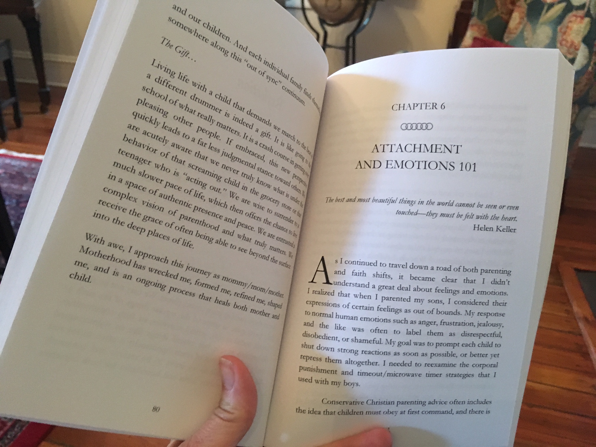 Holding the most recent proof of my book which is open to the DAC.