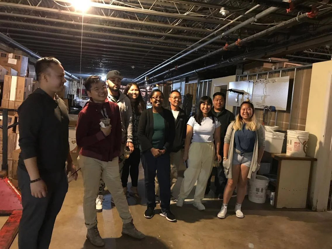 Left to Right: Tam, Duoc, Tony, Tran, Michelle, Hung, Joan, Tommy, Kathy. Posing with happiness after seeing the work the progress.