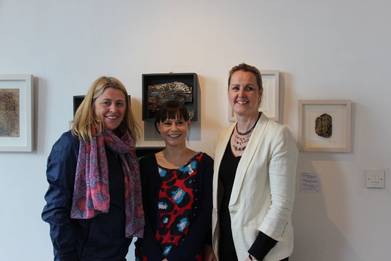 Alison Hunter from the Textile Collective, centre with Mary Whelan DCCOI and Donegal Textile Artist Bernie Murphy