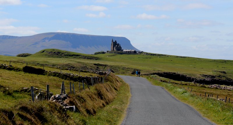Classiebawn Castle at Mullaghmore with Benbulben in the background
