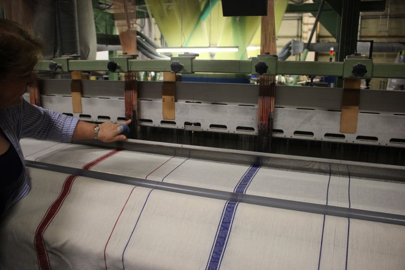 Linen tea towels being woven