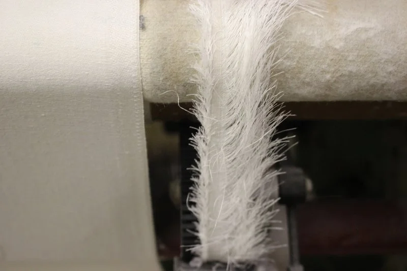 These waste trims ended up being knitted into clothing that was used for costumes in Game of Thrones.
