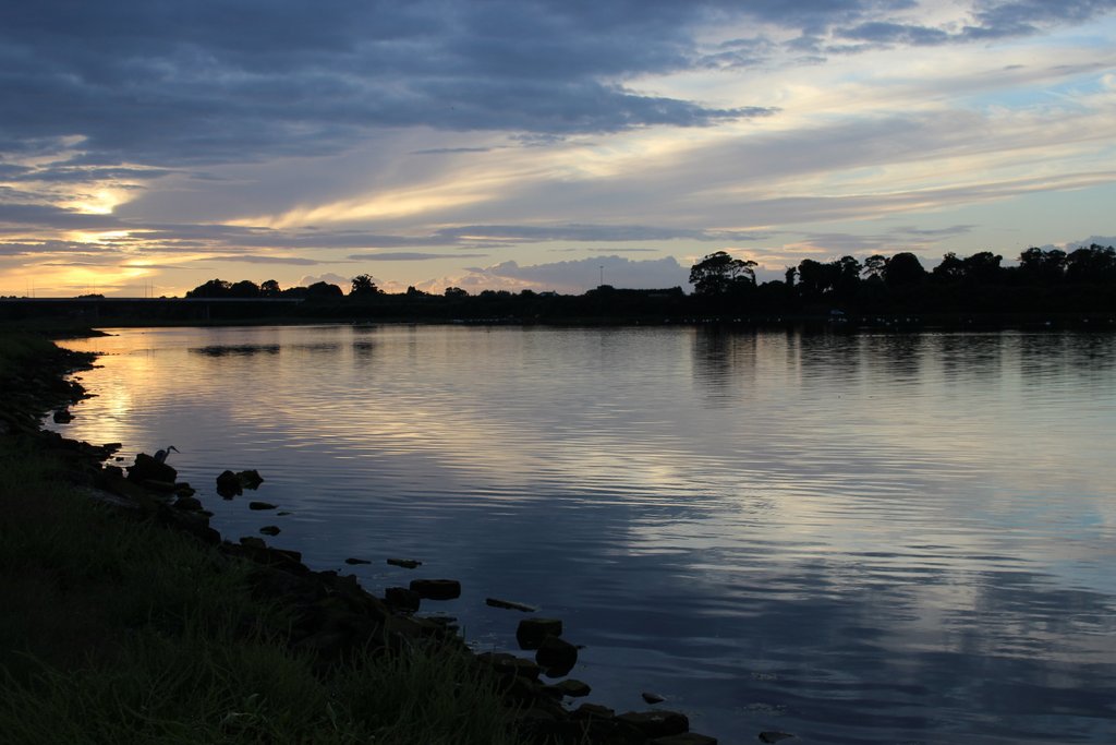 Home, after an adventurous day, just in time to catch the sunset on the Estuary...