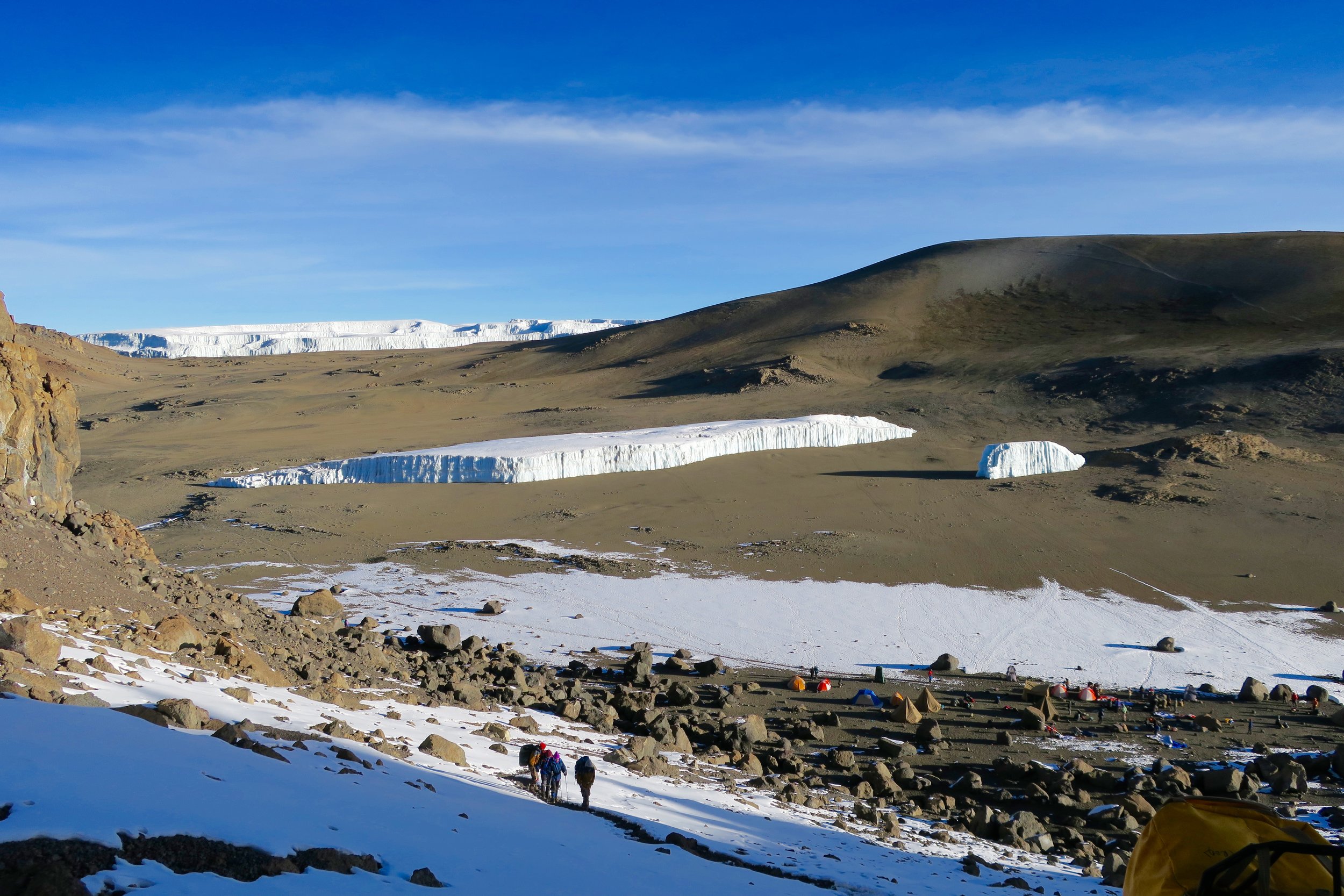After sleeping a cold night at 19,000 feet, we left camp at 7am to make for the summit.