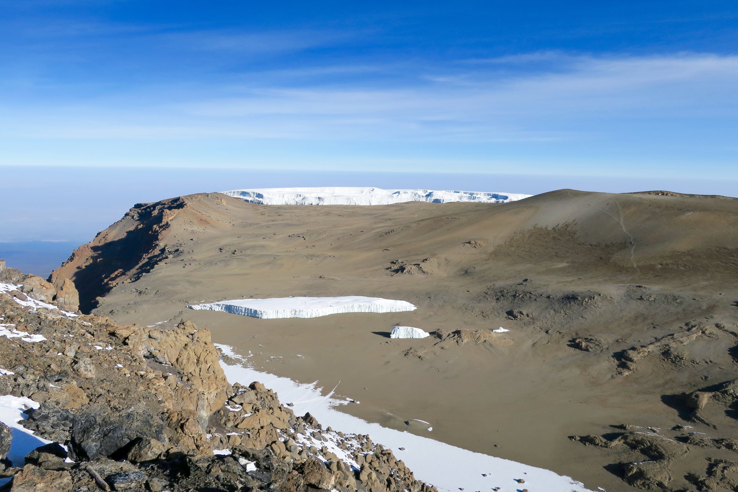 From the summit, looking North across the top of Kilimanjaro