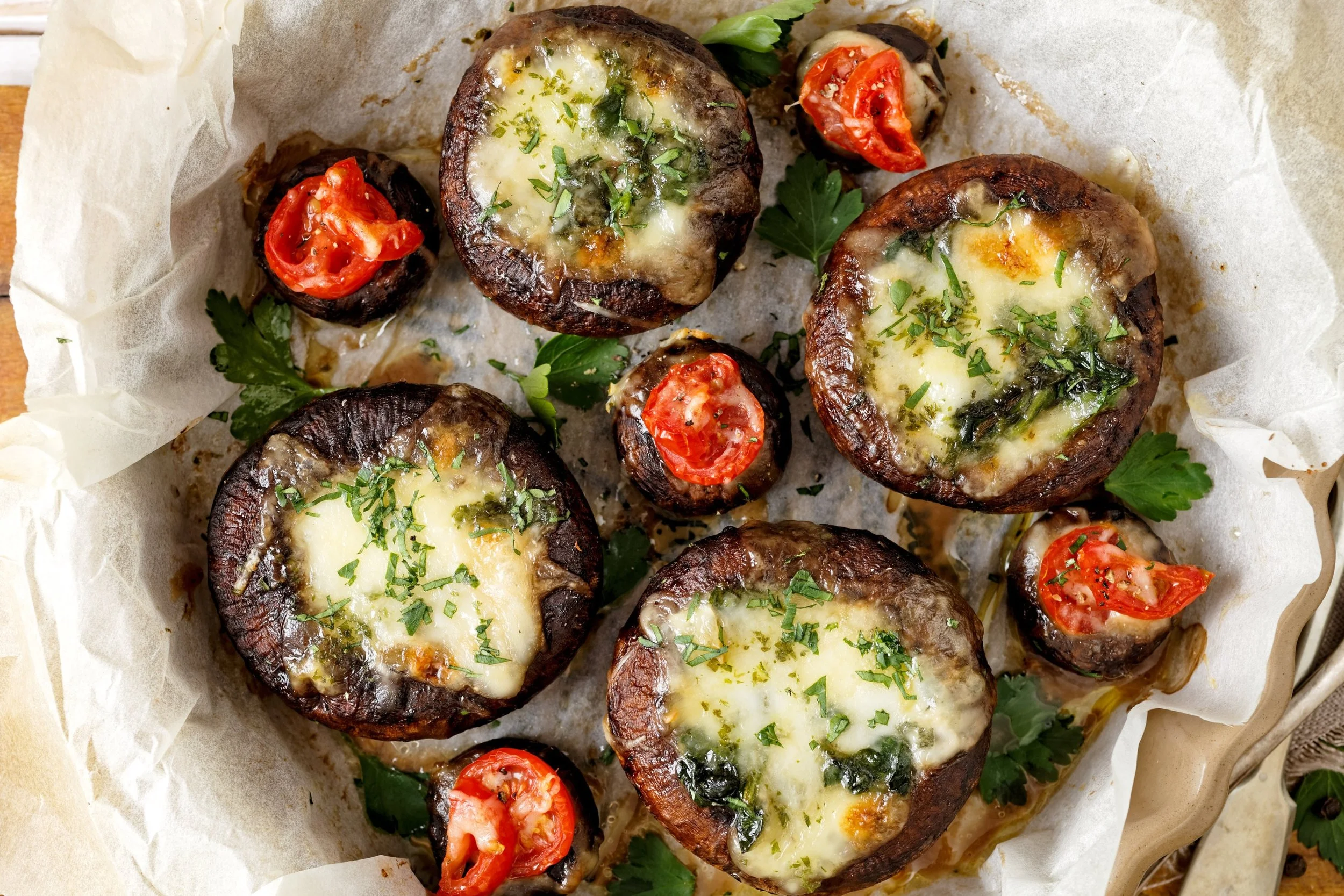 Spinach Artichoke Stuffed Mushrooms