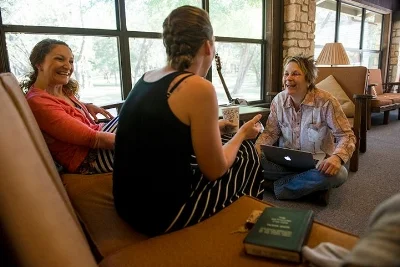 "Brothers" Co-Writers Britney Pfad and Meghan Counihan with Mary Gauthier at a Songwriting With Soldiers Retreat.