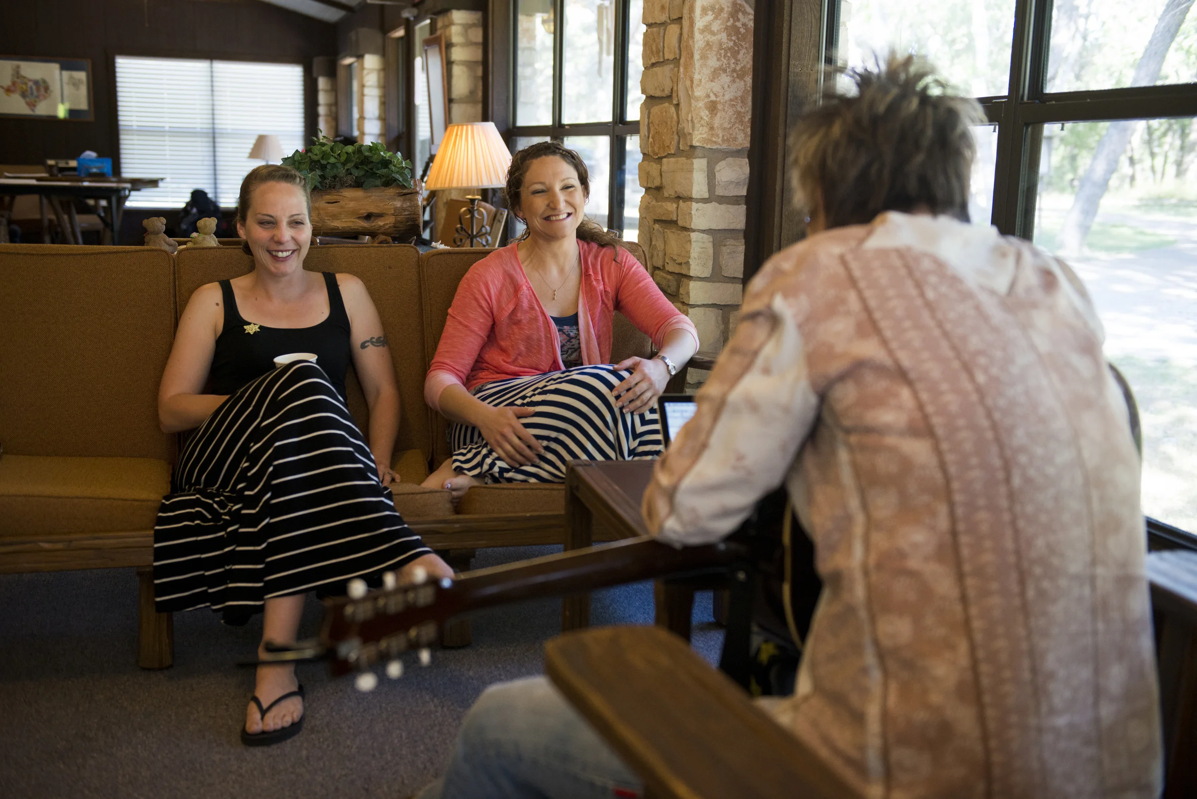 "Brothers" Co-Writers and Iraq War Veterans Meghan Counihan and Britney Pfad with Mary Gauthier at a Songwriting With Soldiers Retreat.