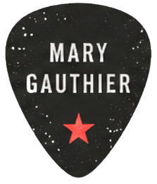 Music pick with the name 'Mary Gauthier' and a red star