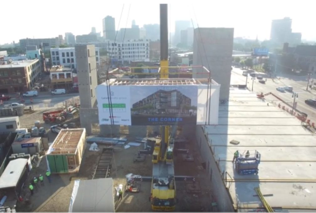 Owner: Larson Realty Group Market Sector: Mixed Use Construction Type: New Construction Location: Detroit, MI Size: 111 units with 29,000 SF or Retail Space In Construction