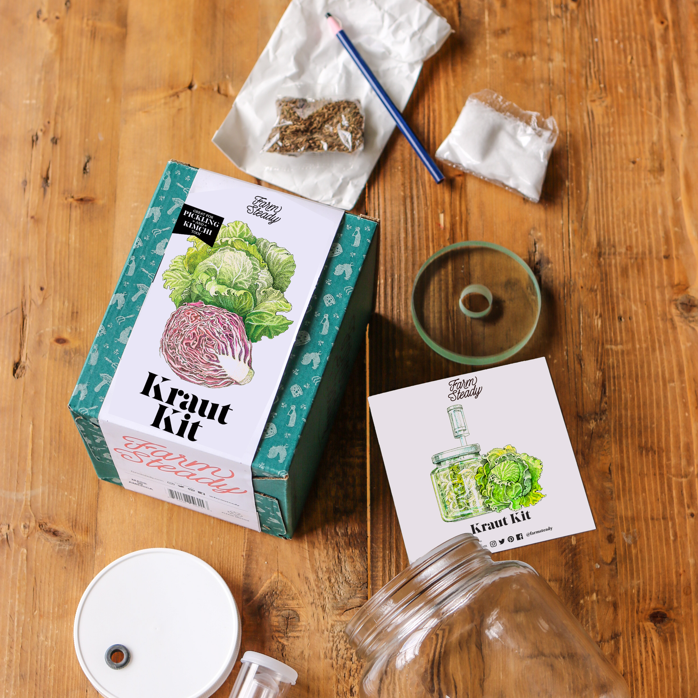 FarmSteady Sauerkraut Kit on Wood