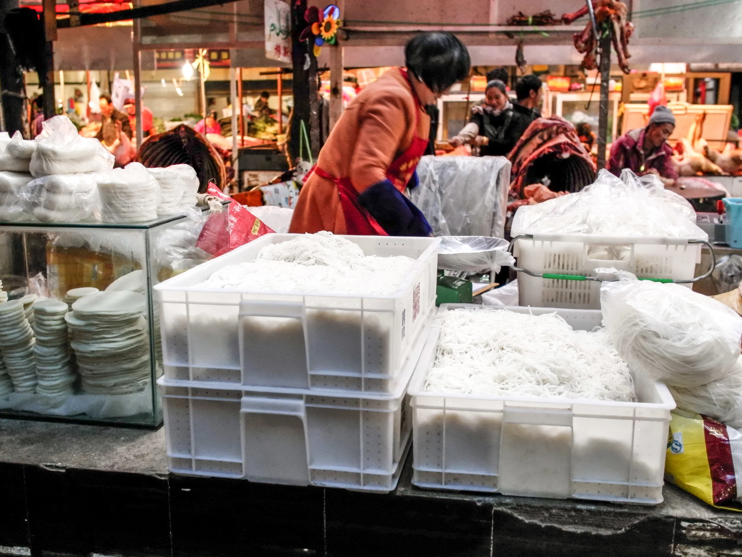 a rice noodles stall