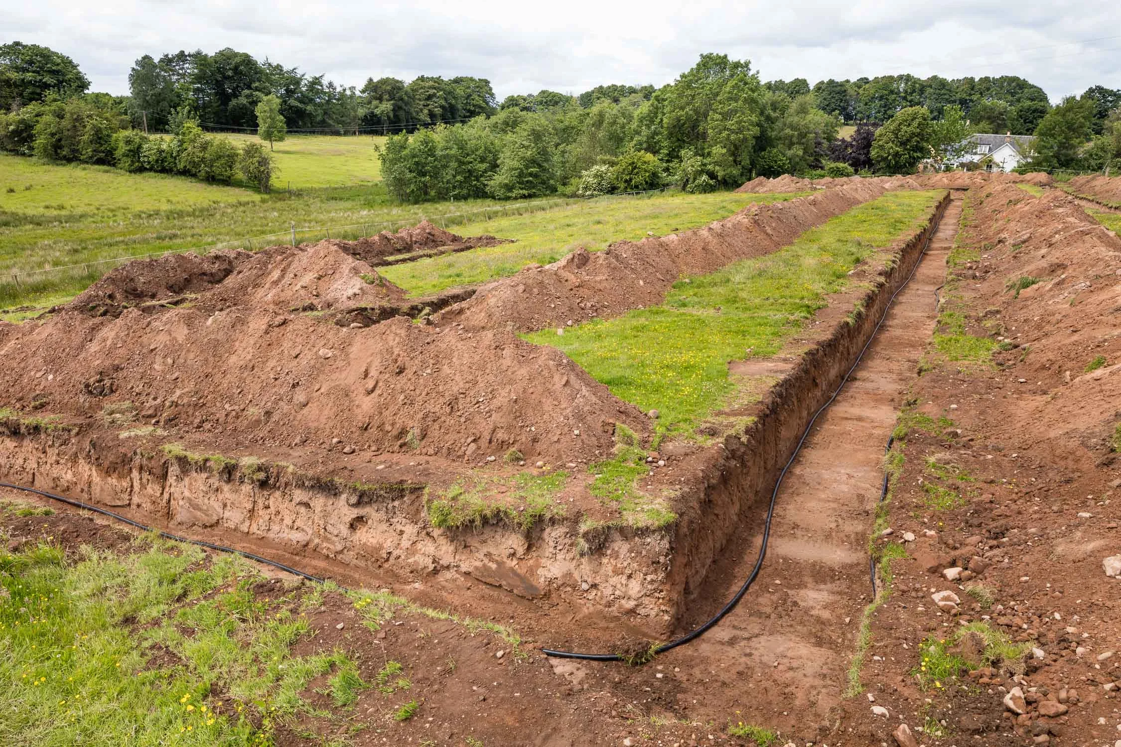 Ground source heat pump loops installation in Stirling-shire, Scotland.